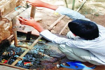 Crossed illegally tap connection, waste water block