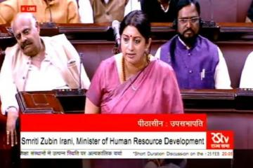 Ruckus during Smriti Irani�s reply, House adjourned
